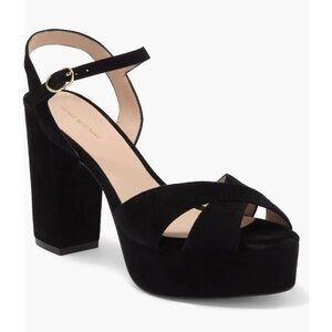 Stuart Weitzman Ivona Black Suede Platform Block Heel Sandals